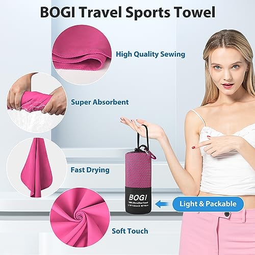 Microfiber Travel Sports Towel (Hot Pink / M:40''x20'')