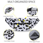 Large Cow Print Crossbody Bags for Women Cute Fanny Pack Belt Bag (Cow Print White / Large)