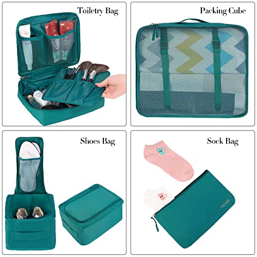 8 Set Packing Cubes Luggage Packing Organizers for Travel Accessories (Aqua Color / 8 Set)