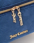 Velour Train Case Blue Makeup Bag Heart Logo (Blue)
