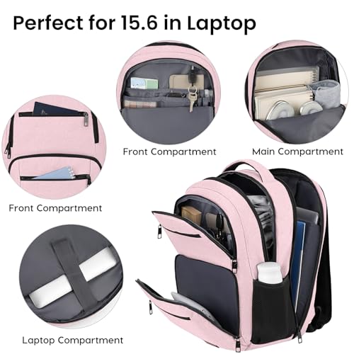 Backpack for Girls Women (Pink / 15.6 Inch)