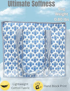 100% Cotton Quilted Tote Bag For Women (Jordy Blue Floral Print)