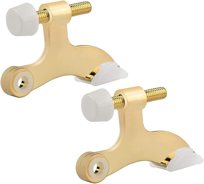 HOMOTEK 2 Pack Hinge Pin Bright Brass Door Stopper, Adjustable Deluxe Heavy by HOMOTEK