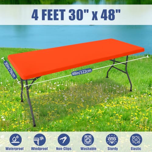2 Pack Rectangle Spandex Fitted Table Cloth (Orange / 48" x 30" (Rectangular))