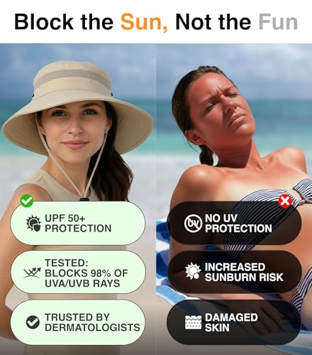 Wide Brim Sun Hat for Womens and Mens Sun Hats (Beige XL 1 Pack / Safari)