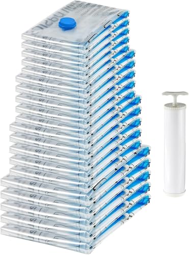 Vacuum Storage Bags with Hand Pump for Travel (Multiple / 20-Pack)