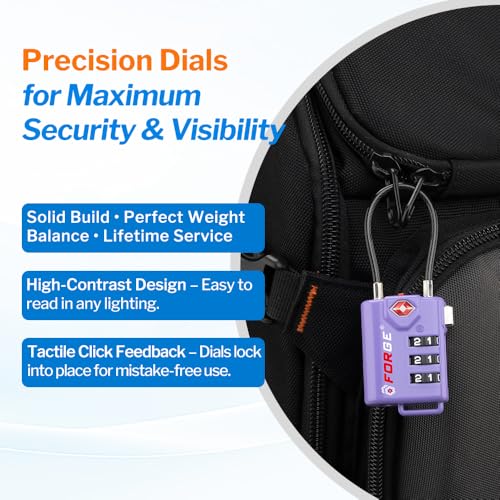 TSA Approved Luggage Locks (Purple 2 Pack)