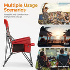 Heavy Duty 550LBS Padded Camping Chairs with Lumbar Support (Red / 2PC)
