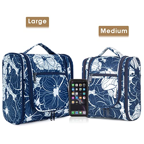 Large Hanging Travel Toiletry Bag for Women (B-Blue Lotus / Large)