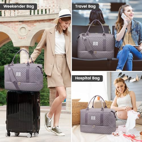 Travel Duffle Bag (Purple Grey-b / Large-2 Pcs)