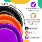 100 Count 10 Inch Halloween Plastic Plates Colored Party Disposable Plates (Black/Orange/Purple / 100 Pcs)