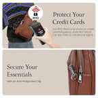 Brown Real Leather Small Crossbody Bags for Women Anti (Cognac Brown)