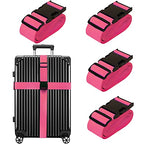 Luggage Straps for Suitcases TSA Approved Travel Essentials 8 Pack (Rose Red)