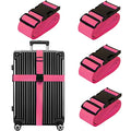 Luggage Straps for Suitcases TSA Approved Travel Belt 4 Pack by Chelmon (Rose Red)