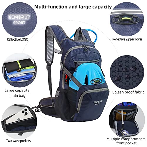 Hiking Daypack 15L Waterproof Lightweight Backpack (Navy)