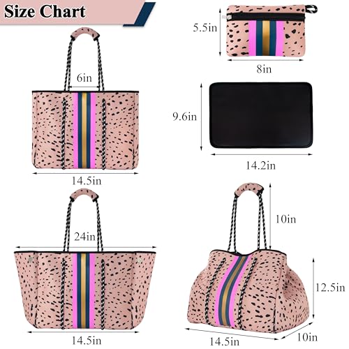 Neoprene Multipurpose Beach Bag Tote Bag (Pink 1 / Large)