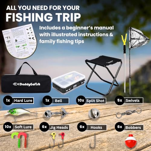 Kids Fishing Pole For Boys (Black (Complete Set) / 4ft)