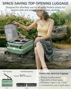 28 Inch Top Opening Checked Luggage with Cup Holder and USB Ports (Forest Green / 28 Inch Pro)