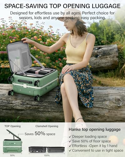 28 Inch Top Opening Checked Luggage with Cup Holder and USB Ports (Forest Green / 28 Inch Pro)