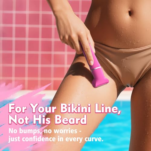 3-in-1 Bikini Trimmer for Women, Electric Shaver, Grooming Kit (Hot Pink)