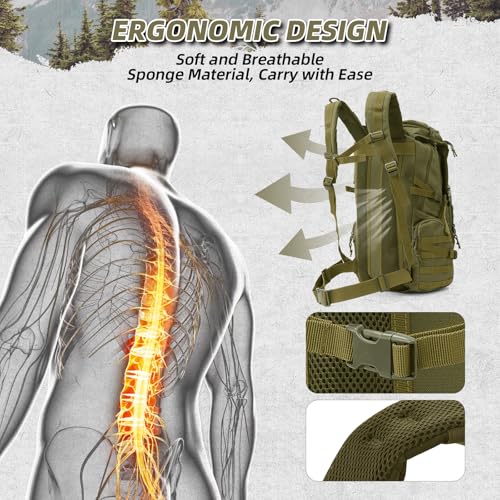 35L Military Tactical Backpack for Men (Army Green / Medium-35L)