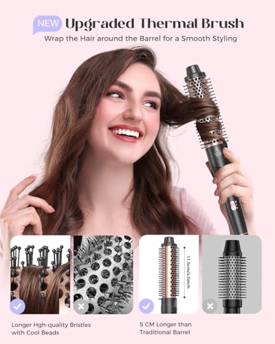 5 in 1 Curling Iron with Thermal Brush and 4 Interchangeable Ceramic Barrels (Curling Iron (1/2"-1 1/2"))
