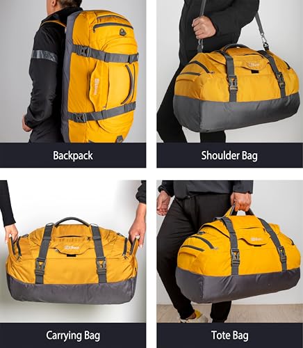 Lightweight Duffel Travel Backpack with Shoe Compartment Yellow 45L (45L / Yellow)