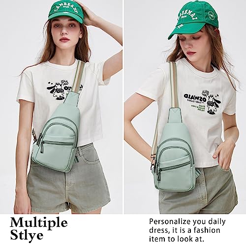 Sling Bag Crossbody Bags for Women Small Cross Body Bag Fanny Packs Chest Sling Purse for Daily Travel Leisure Sport (6-3 Green)