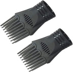 2Pcs Black Plastic Universal Blow Hair Dryer Comb Attachment for Straightening, Detangling - Nozzle Hairdressing Salon Comb,Styling Tools and Appliances for Curly, Natural Hair