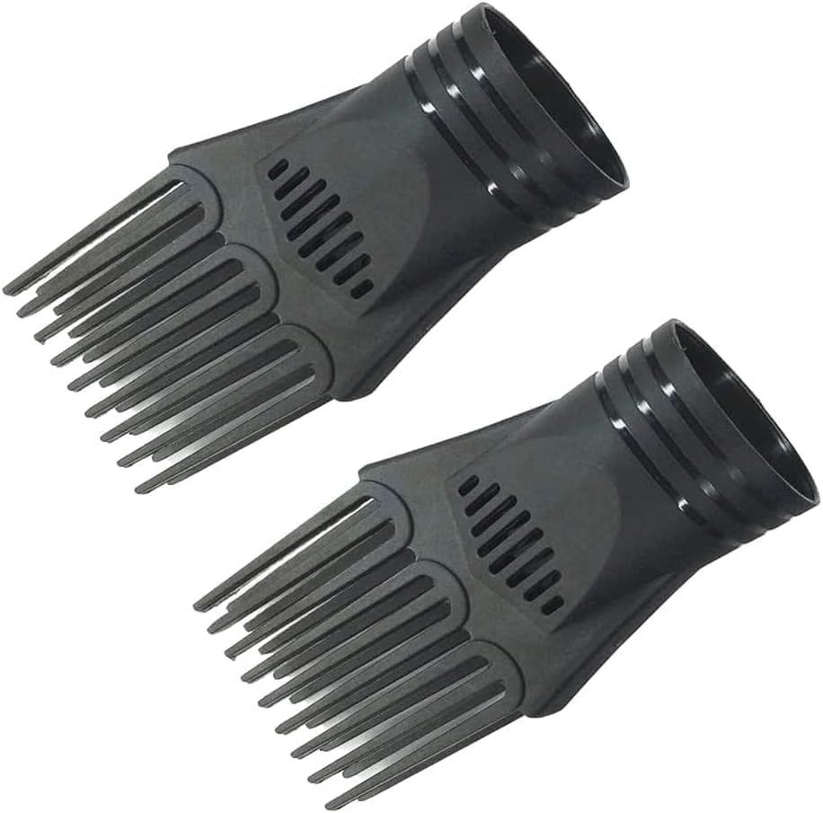 2Pcs Black Plastic Universal Blow Hair Dryer Comb Attachment for Straightening