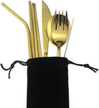 7 Pcs Portable Flatware Set, 304 Stainless Steel Cutlery Set Travel Utensils - Image 2