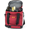 Insulated Wine Carrier 6 bottle Bag Tote Removable Padded Divider (6-bottle / 6-Red)