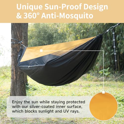 Camping Hammock with Mosquito Net (Top-yellow)