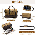 Nerlion Weekender Bag with Shoe Compartment Large Overnight Bag for Men Canvas Genuine Leather Carry on Luggage Bag Travel Duffel Bag (Brown)