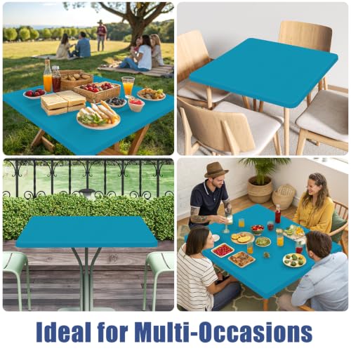 2 Pack Square Spandex Fitted Table Cloth (Teal / 34" x 34" (Square))