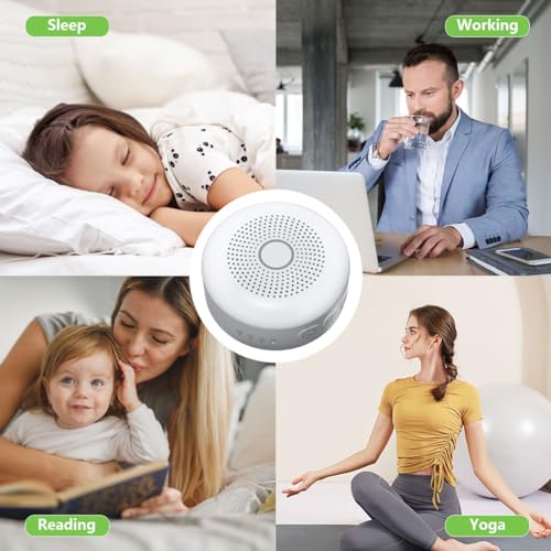 Portable White Noise Machine 30 Soothing Sounds Rechargeable Battery Small for Travel 32 Volume Control Noise Canceling Sleep Machine Sound Therapy for Baby Kids Adults (White)