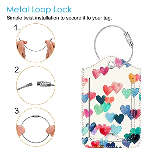 Luggage Tags Privacy Cover ID Label for Travel Bag Suitcase (Raining Hearts)