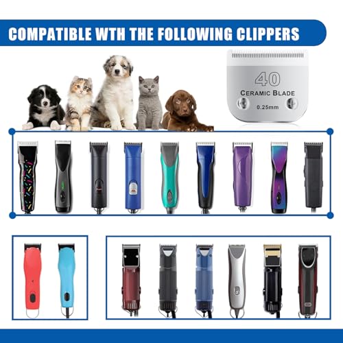 40# Detachable Pet Dog Grooming Clipper Ceramic Blade (Silvery-6)