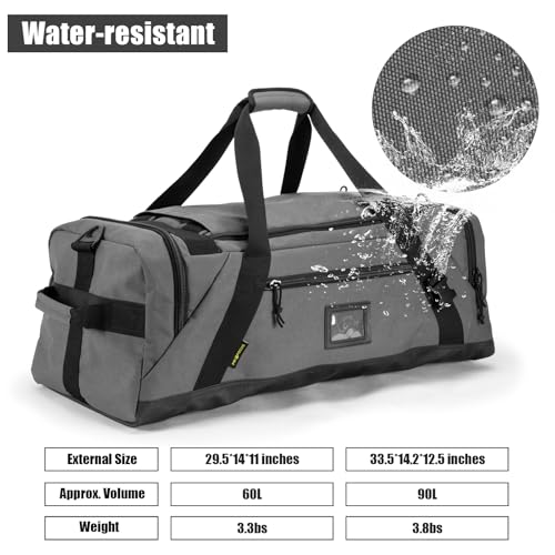 90L Large Duffle Bag (Grey / 90L)
