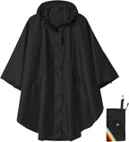 SaphiRose Unisex Rain Poncho Hooded Waterproof Raincoat by SaphiRose
