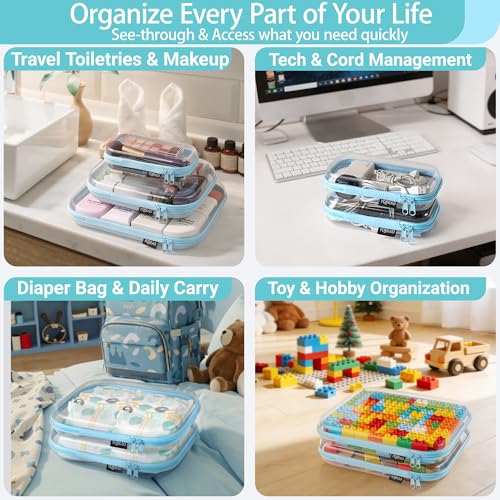 Clear Hard Shell Zipper Cases (Blue)
