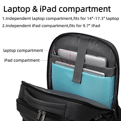 17 Inch Laptop Backpack for Travel Water Resistant College Backpack for Men Women Laptop Bag with USB Charging Port (Black-c / 17 Inch)