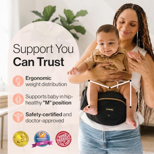 Original Hip Seat Baby Carrier for Babies & Toddlers up to 45 lbs (Black/Gold)