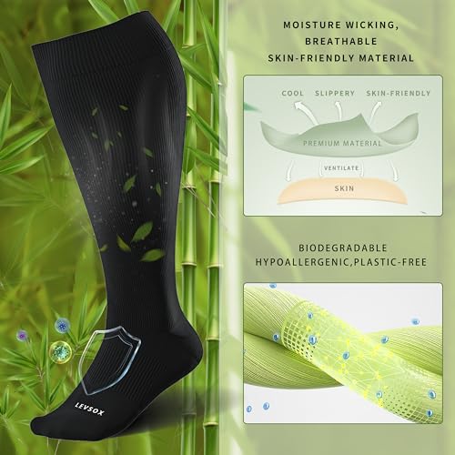 Plus Size Compression Socks for Women&Men Wide Calf 15 (3 Pair-black / XX-Large)