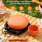 6 Piece Camping Mess Kit with Bowl (1.Orange)