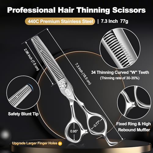 Professional Hair Cutting Scissors Kit (7.3 Inch / Silver Hair Scissors Kit)