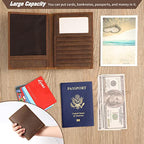 Leather Passport Holder RFID Blocking Passport Travel Wallet Cover Case for Men Women Brown JC17 (JC17-Light Brown)