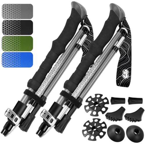 Premium Foldable Hiking Poles by USA Brand (EVA Foam - Gray / 100-120 cm for Height: 5'9" and smaller)
