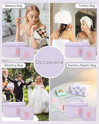 Personalized Initial Makeup Bag for Women Teen Girls (Purple)