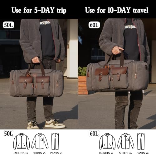Canvas Duffle Bag for Men (Grey / X Large-60L)